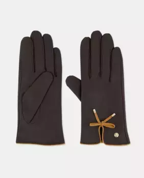 Кожаные перчатки с бантом Latouche, коричневый