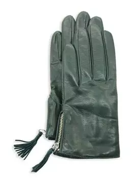 Кожаные перчатки с кисточками Portolano, зеленый