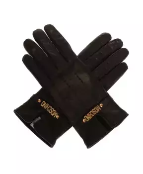 Кожаные перчатки с логотипом Moschino, черный