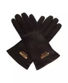 Кожаные перчатки с логотипом Moschino, черный