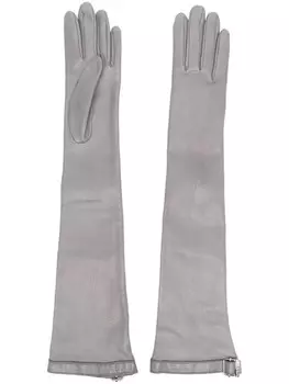 Кожаные перчатки с пряжкой ARMARIUM, серый