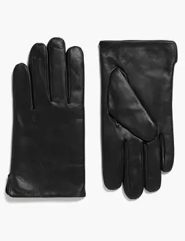 Кожаные перчатки с Thermowarmth Marks & Spencer, черный