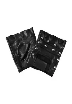 Кожаные перчатки с заклепками, без пальцев normani, черный