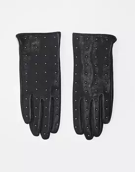 Кожаные перчатки с заклепками черного цвета & Other Stories
