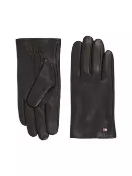 Кожаные перчатки Tommy Hilfiger "ESSENTIAL FLAG LEATHER GLOVES", с флагом Tommy Hilfiger, черный