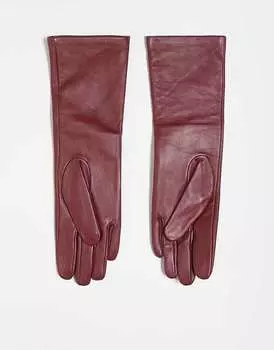 Кожаные перчатки Topshop Gibson кроваво-красного цвета