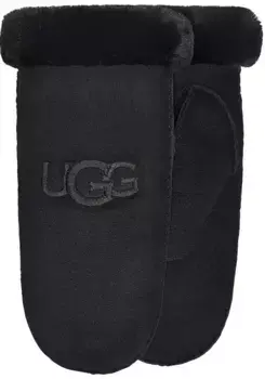 Кожаные перчатки UGG "W ОВЧИНКА UGG С ВЫШИВКОЙ ВАРЕЖКА", черный