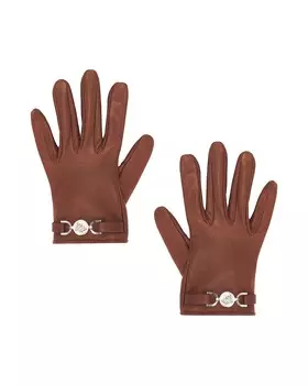 Кожаные перчатки Versace, цвет Moka & Palladio