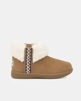 Кожаные пинетки Dreamer для девочки с меховой внутренней подкладкой UGG, коричневый