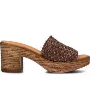 Кожаные плетеные босоножки на блочном каблуке Stefano Lauran, коричневый