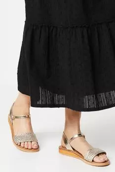 Кожаные плетеные босоножки Robbie на низкой танкетке Wallis, золото