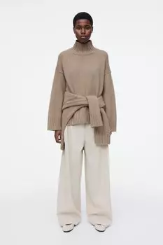 Кожаные плоские балетки COS, экрю