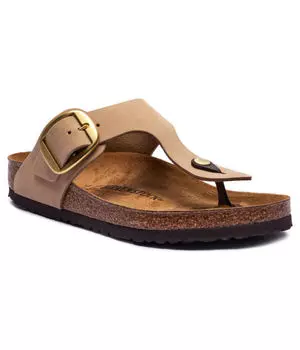 Кожаные пляжные тапочки gizeh с большой пряжкой Birkenstock, коричневый