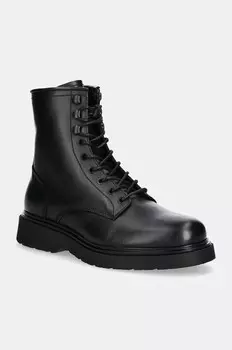 Кожаные походные ботинки Calvin Klein LACE UP BOOT W/ ZIP LTH, черный