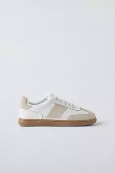 Кожаные ретро кроссовки ZARA, белый