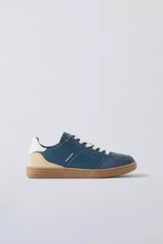 Кожаные ретро кроссовки ZARA, темно-синий