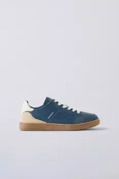 Кожаные ретро кроссовки ZARA, темно-синий