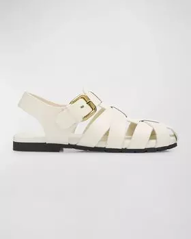Кожаные рыбацкие сандалии Alfie Bottega Veneta, цвет White
