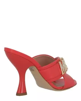 Кожаные сабо с кристаллами и логотипом Moschino, оранжевый