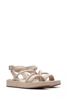 Кожаные сандалии Alda с перекрестными ремешками Clarks, бежевый