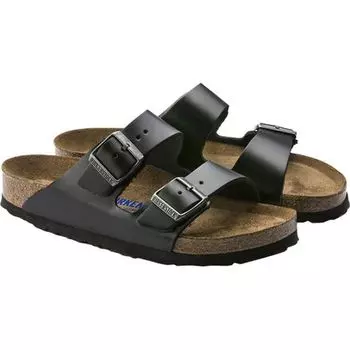 Кожаные сандалии Arizona с мягкой стелькой мужские Birkenstock, цвет Black Amalfi Leather