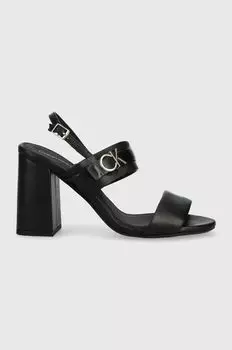 Кожаные сандалии BLOCK HL SANDAL 85HH W/HW Calvin Klein, черный
