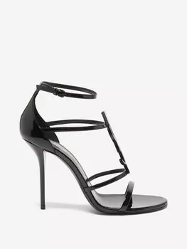 Кожаные сандалии cassandra 100 с логотипом ysl Saint Laurent, черный