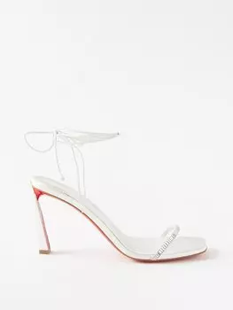 Кожаные сандалии condora lacestrass 85 Christian Louboutin, белый