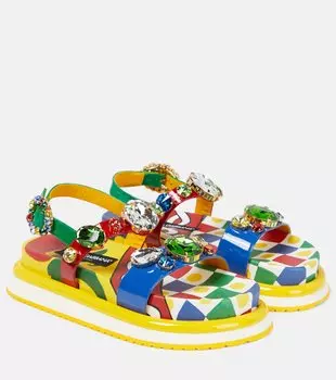Кожаные сандалии day love с декором Dolce&Gabbana, мультиколор