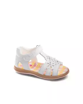 Кожаные сандалии для девочек на застежке-липучке Pablosky, белый
