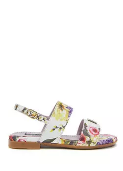 Кожаные сандалии для девочек с цветочным узором Dolce&Gabbana, белый