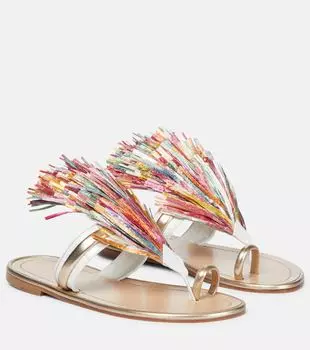 Кожаные сандалии Festividade Christian Louboutin, Light Gold/ Bianco