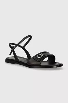 Кожаные сандалии FLAT SANDAL RELOCK LTH Calvin Klein, черный