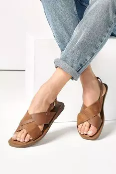 Кожаные сандалии Forever Comfort с двумя ремешками Next, коричневый