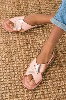 Кожаные сандалии Forever Comfort с двумя ремешками Next, розовый