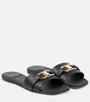 Кожаные сандалии gancini Ferragamo, черный