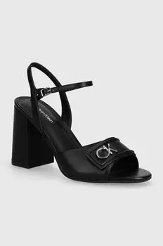 Кожаные сандалии Heel Sandal 85 Relock Lth Calvin Klein, черный