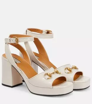 Кожаные сандалии horsebit Gucci, белый