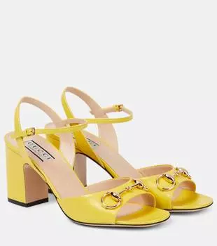Кожаные сандалии horsebit Gucci, зеленый