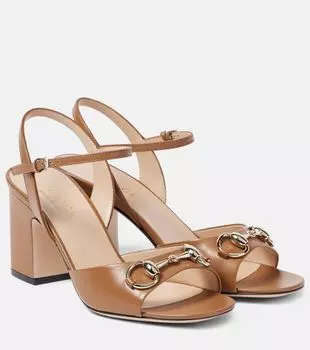 Кожаные сандалии Lady Horsebit 75 Gucci, Luminious Wood