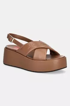 Кожаные сандалии Love Moschino, коричневый