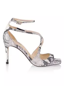 Кожаные сандалии Madeline II со змеиным тиснением L'Agence, цвет Black White Snake