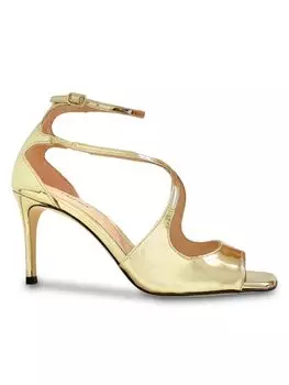 Кожаные сандалии Madeline II со змеиным тиснением L'Agence, золото