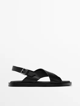 Кожаные сандалии Massimo Dutti, черный