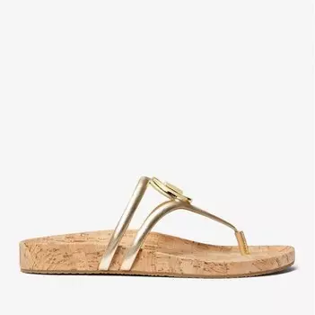 Кожаные сандалии Michael Michael Kors Hampton Leather, золотой металлик