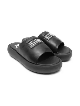 Кожаные сандалии MM6 Maison Margiela Kids, черный