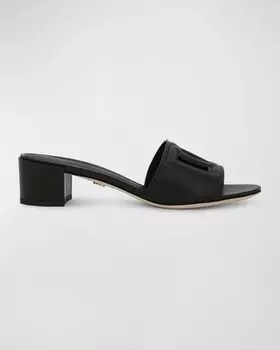Кожаные сандалии-мюли с вырезом DG Dolce&Gabbana, цвет Black