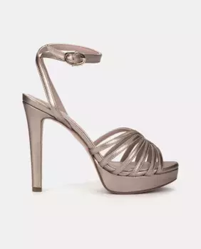 Кожаные сандалии на каблуке и ремешке на щиколотке Pedro Miralles, серебряный