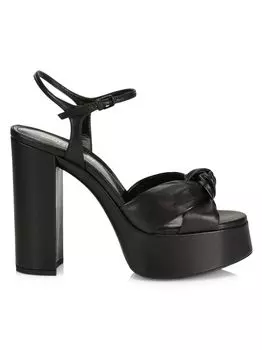 Кожаные сандалии на платформе Bianca с узлом Saint Laurent, черный