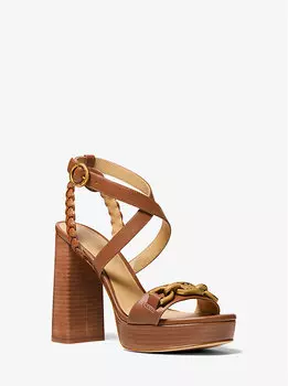 Кожаные сандалии на платформе Kailey с украшением Michael Kors, коричневый